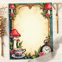 Alice Wonderland Paddenstoelen Theekopje Scrapbook