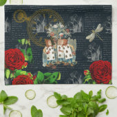 Alice Wonderland Rozen Kaarten Literary Blue Towel Theedoek (Gevouwen)