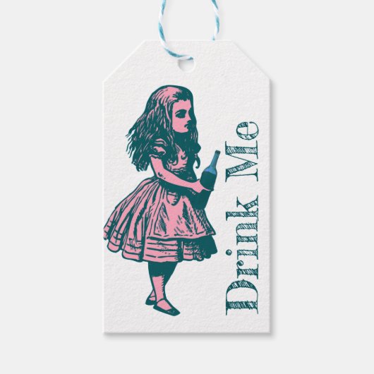 Alice Wonderland Silhouette Drink me inkt Gift Lab Cadeaulabel (Voorkant)