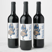 Alice Wonderland Silhouette Drink me Label Wine Wijn Etiket (Flessen)