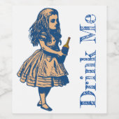 Alice Wonderland Silhouette Drink me Label Wine Wijn Etiket (Enkel label)