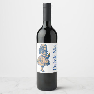 Alice Wonderland Silhouette Drink me Label Wine Wijn Etiket