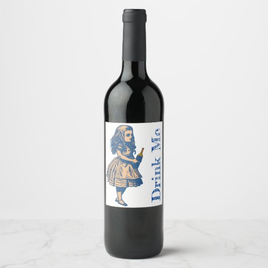 Alice Wonderland Silhouette Drink me Label Wine Wijn Etiket (Voorkant)