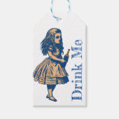 Alice Wonderland Silhouette Drink me Navy Gift Lab Cadeaulabel (Voorkant)