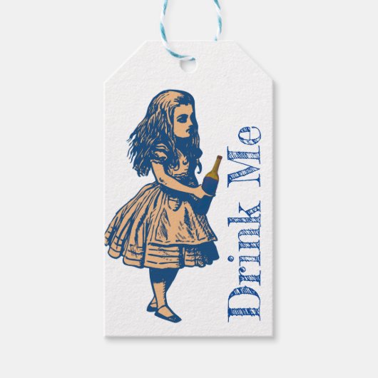 Alice Wonderland Silhouette Drink me Navy Gift Lab Cadeaulabel (Voorkant)