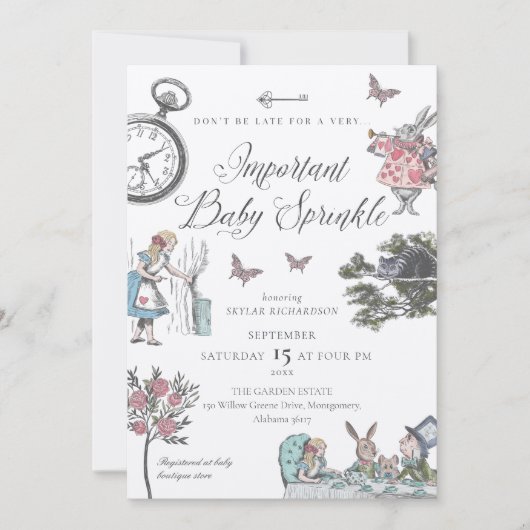 Alice Wonderland Storybook Baby Sprinkle Kaart (Voorkant)