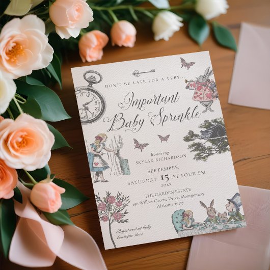  Alice Wonderland Storybook Baby Sprinkle Kaart