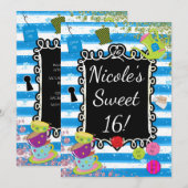 Alice Wonderland Tea Party Hart Lijst Uitnodiginge Kaart (Voorkant / Achterkant)