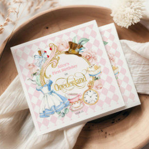 Alice Wonderland Theepartij, 1e verjaardag meisje Servet
