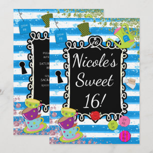 Alice Wonderland Theepartij Hart Frame Uitnodiging