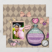 Alice Wonderland verjaardagsfoto uitnodiging (Voorkant / Achterkant)