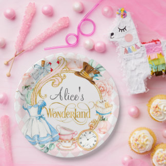 Alice Wonderland was gek op een theefeestje Papieren Bordje