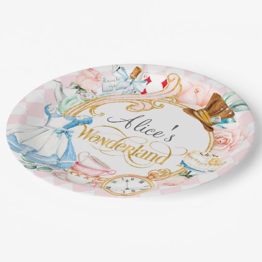 Alice Wonderland was gek op een theefeestje Papieren Bordje (Gekanteld)