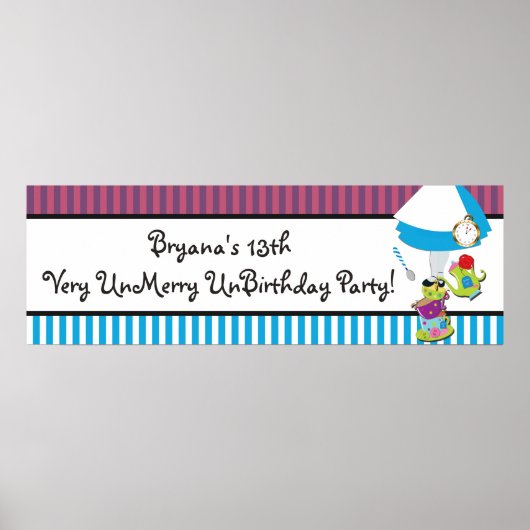Alice Wonderland Whimsical Mad Tea Party Banner Poster (Voorkant)