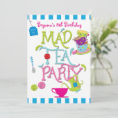 Alice Wonderland Whimsical Tea Verjaardagsfeestje Kaart (Staand voorkant)
