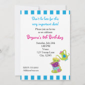 Alice Wonderland Whimsical Tea Verjaardagsfeestje Kaart (Achterkant)