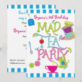 Alice Wonderland Whimsical Tea Verjaardagsfeestje Kaart (Voorkant / Achterkant)