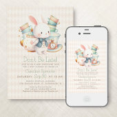Alice Wonderland White Rabbit Baby shower Kaart