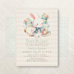 Alice Wonderland White Rabbit Baby shower Kaart