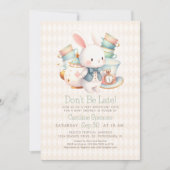 Alice Wonderland White Rabbit Baby shower Kaart (Voorkant)