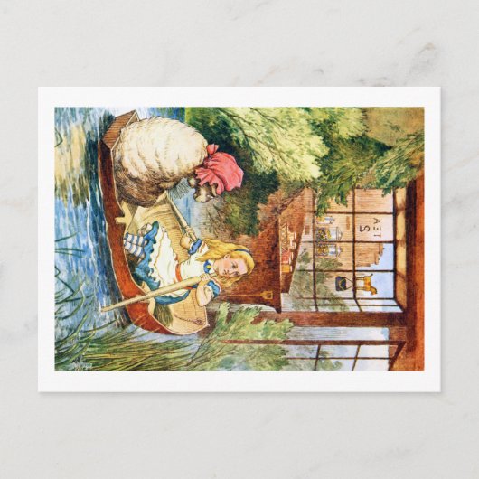 Alice zag hoe de oude vrouw in een schaap verander briefkaart (Voorkant)