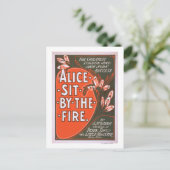 Alice zit bij het Fire Great London Play Poster Briefkaart (Staand voorkant)