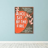 Alice zit bij het Fire Great London Play Poster Canvas Afdruk (Insitu (Houten vloer))