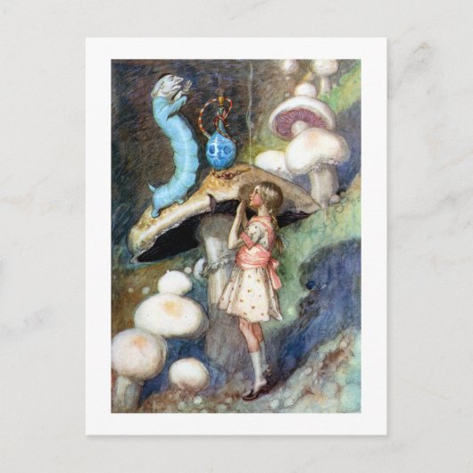 Alice zoekt advies van de Caterpillar Briefkaart (Voorkant)