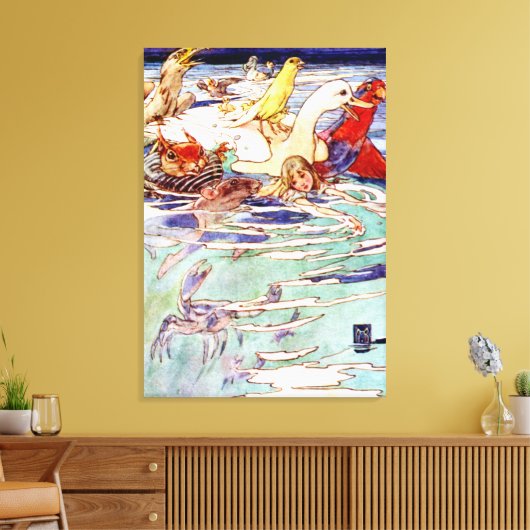 Alice Zwemmen In het zwembad van Tranen in Wonderl Canvas Afdruk (Insitu (Woonkamer))