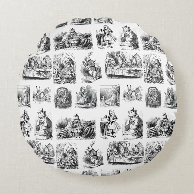  Alice's Adventures in Wonderland Pattern Rond Kussen (Voorkant)