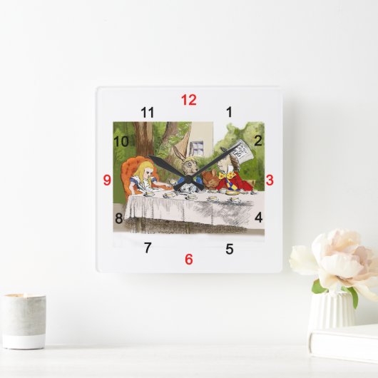 Alice's Adventures in Wonderland Vierkante Klok (Huis)
