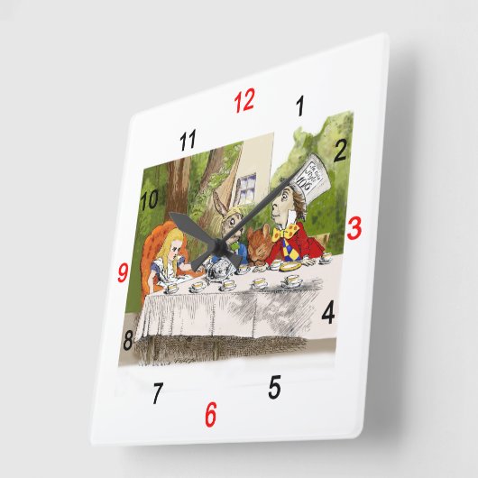 Alice's Adventures in Wonderland Vierkante Klok (Hoek)