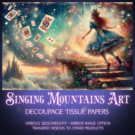 Alice's Ascent To Enchanted Castle Decoupage Tissuepapier