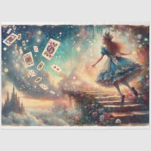 Alice's Ascent To Enchanted Castle Decoupage Tissuepapier (Voorkant)
