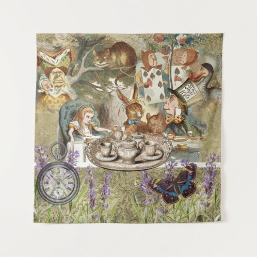 Alice's Avonturen in Wonderland Gekke Theepartij Wandkleed (Voorkant)