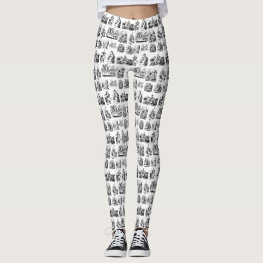 Alice's avonturen in Wonderland Patroon Leggings (Voorkant)