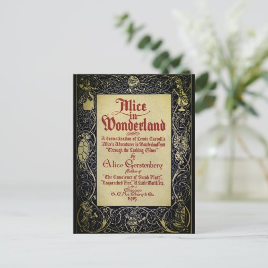 Alice's in Wonderland Boek Hoesjes Briefkaart (Staand voorkant)