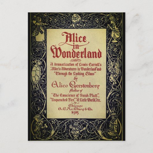 Alice's in Wonderland Boek Hoesjes Briefkaart (Voorkant)