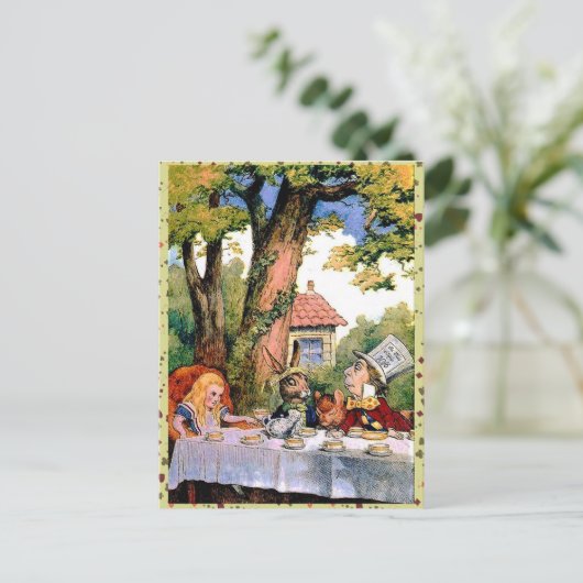 Alice's in Wonderland Tea Party Mad Hatter Briefkaart (Staand voorkant)