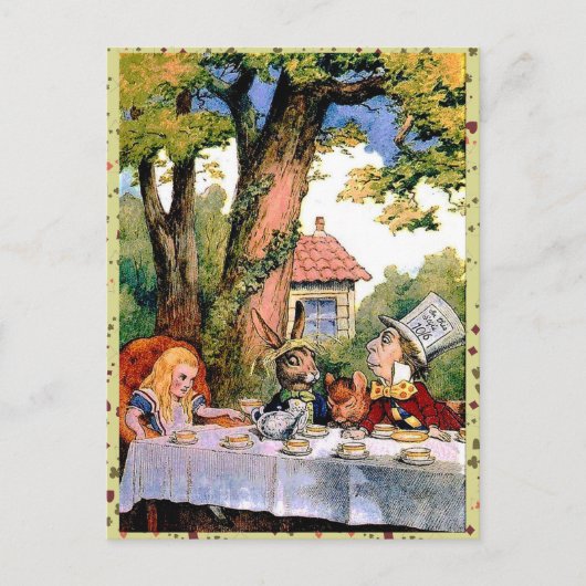 Alice's in Wonderland Tea Party Mad Hatter Briefkaart (Voorkant)
