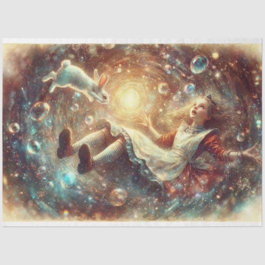 Alice's Rabbit Hole Fantasy Decoupage Tissuepapier (Voorkant)