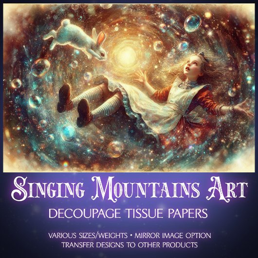 Alice's Rabbit Hole Fantasy Decoupage Tissuepapier