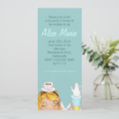 Alice's Tea Party Baby of Vrijgezellenfeest Blue Kaart (Staand voorkant)