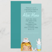 Alice's Tea Party Baby of Vrijgezellenfeest Blue Kaart (Voorkant / Achterkant)