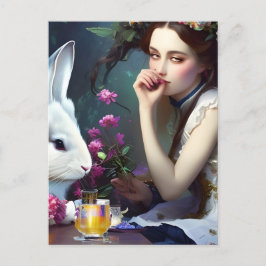 Alices Tea Party Met Het Konijn Briefkaart