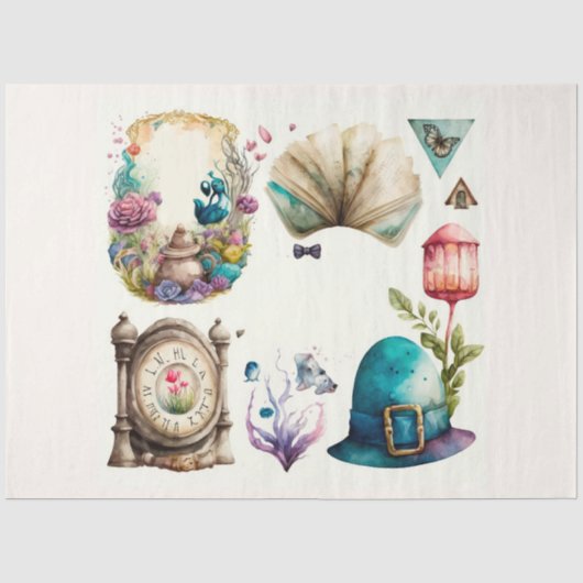 Alice's Thee Feest Serie Ontwerp 2 Tissuepapier (Voorkant)