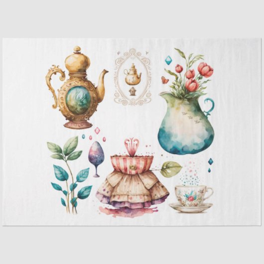 Alice's Thee Feest Serie Ontwerp 3 Tissuepapier (Voorkant)