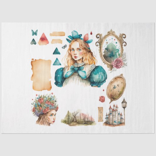 Alice's Thee Feest Serie Ontwerp 4 Tissuepapier (Voorkant)