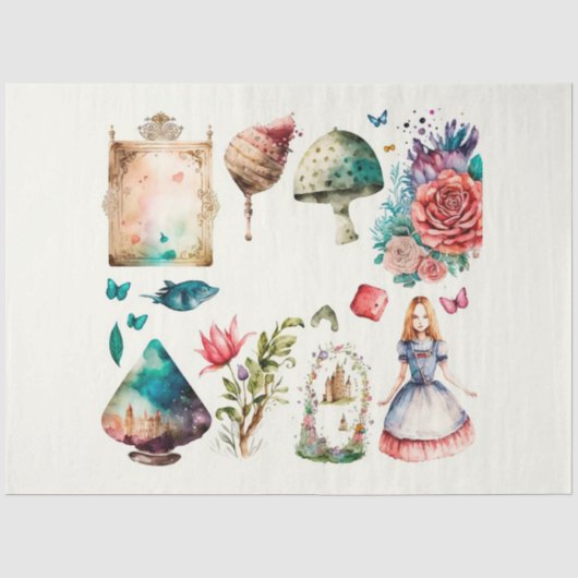 Alice's Thee Feest Serie Ontwerp 7 Tissuepapier (Voorkant)