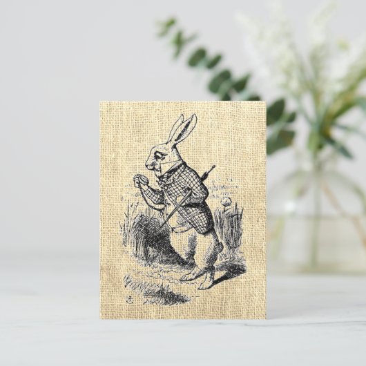 Alice's White Rabbit  Illustration Briefkaart (Staand voorkant)